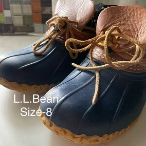 L.L. Bean Navy and Tan Duck Shoes/Bean Boots size 8